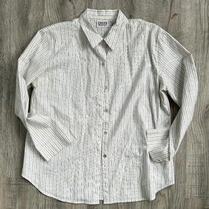 Chico's Design Women's Button Down Embroidered Casual  Blouse (Chico Sz 2)
